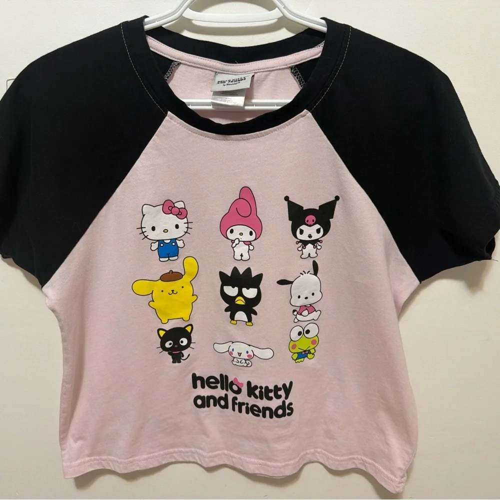 Sanrio Pink and Black Hello Kitty & Friends Raglan Tee - Picture 1 of 3
